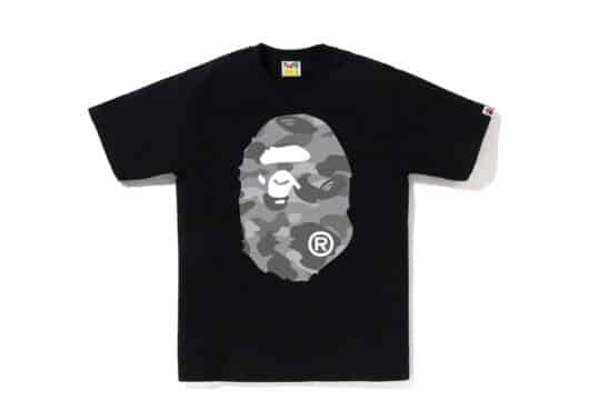 BAPE Honeycomb Camo Big Ape Head Tee Black Grey