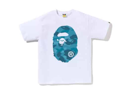 BAPE Honeycomb Camo Big Ape Head Tee White Blue