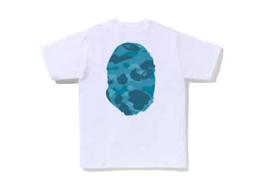 BAPE Honeycomb Camo Big Ape Head Tee White Blue - Image 2