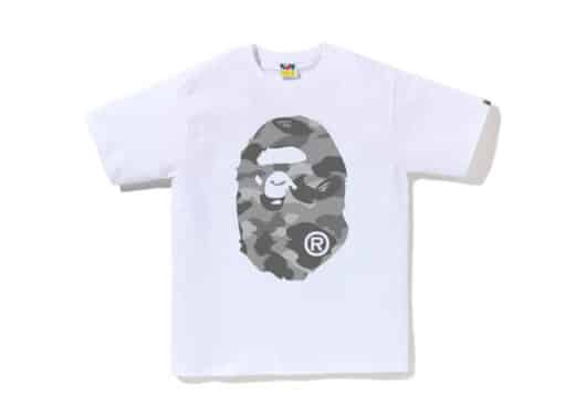 BAPE Honeycomb Camo Big Ape Head Tee White Grey