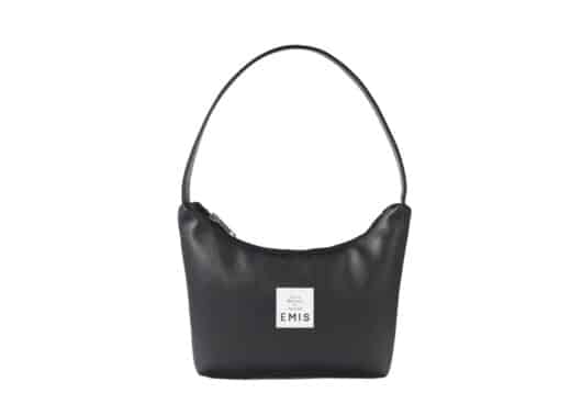 Emis Leather Hobo Bag Black front view