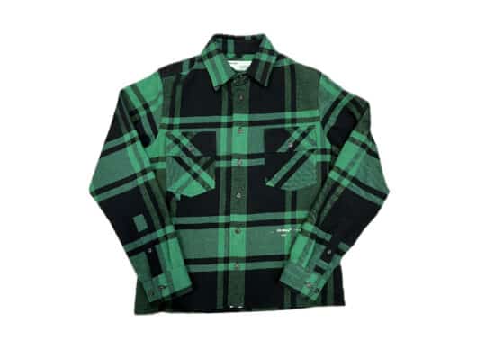 Off White Check Shirt Flannel Green