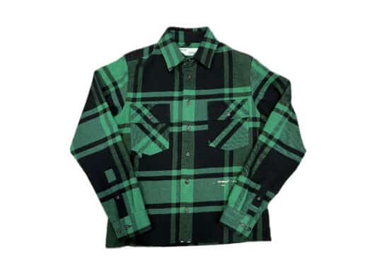 Off White Check Shirt Flannel Green