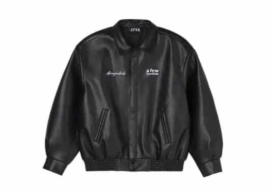 A Few Good Kids Basic Logo Leather Jacket Black front view