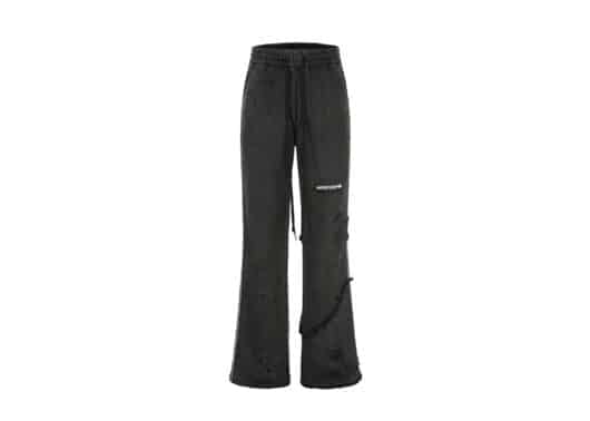 Aventen Pin Bottom Denim Patchwork Pants Black