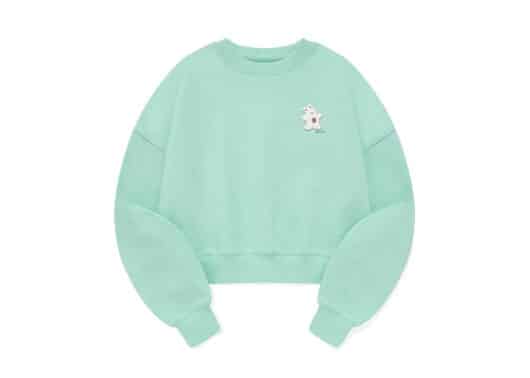KIRSH Witty Bunny Wappen Crop Crewneck Mint CTM555 front view