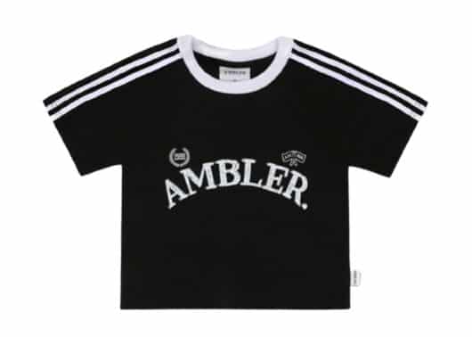 Ambler Flag Stripe Crop Tee Black ACR403 front view