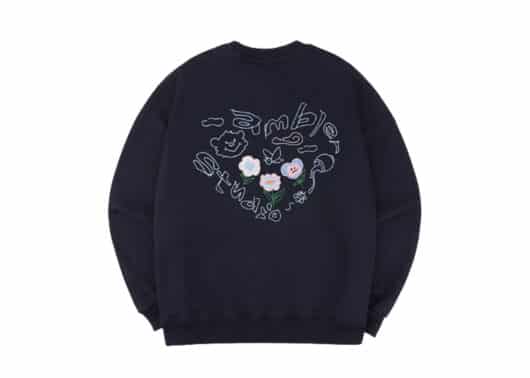 Ambler Flower Heart Crewneck Navy AMM1107 back view