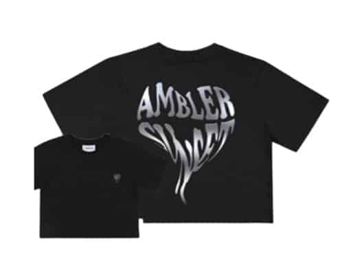 Ambler Heart Sunset Crop Tee Black ACR405 front view