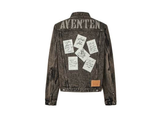 Aventen Pin Memo Patch Denim Jacket Brown