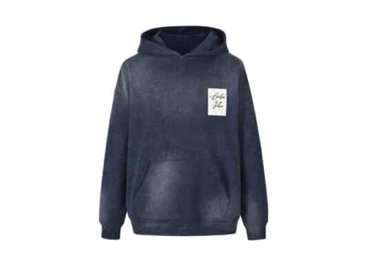 Aventen Pin Memo Patch Washed Hoodie Navy - Image 2