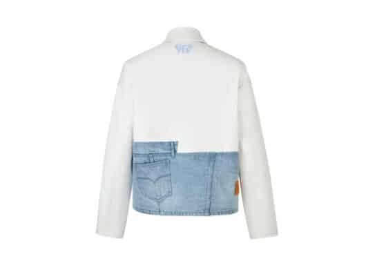 Aventen Pin Memo Patch Zip Up Denim Jacket White - Image 2
