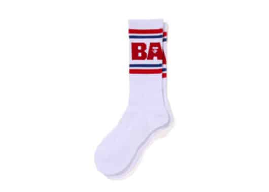 Bape Line Socks White/Red