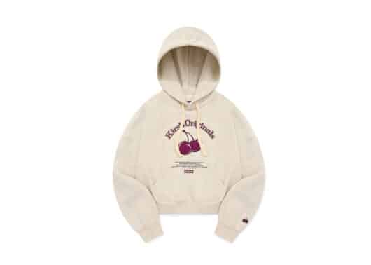 KIRSH Cherry Arch Logo Crop Napping Hoodie Oatmeal CTH510