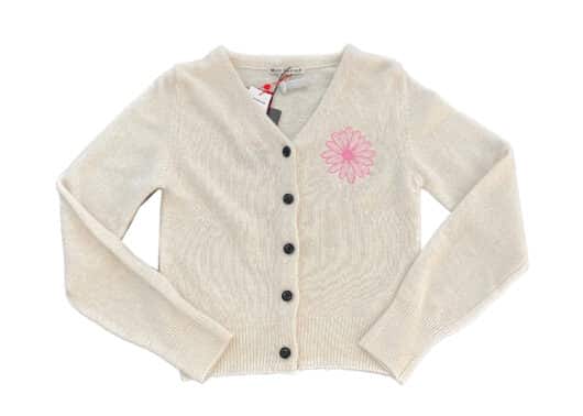 Mardi Mercredi Raccoon Blended V Neck Cardigan Ivory Pink