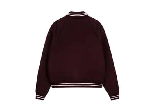 Marithe Francois Girbaud Circle Logo Varsity Jacket Burgundy