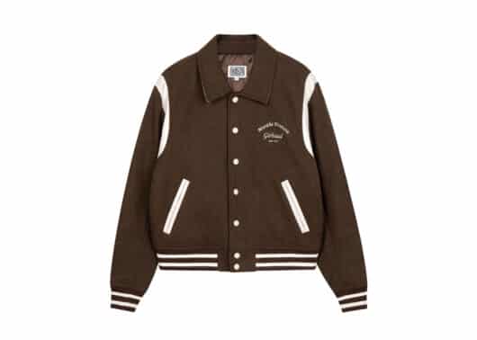 Marithe Francois Girbaud Wool Blend Varsity Jacket Brown