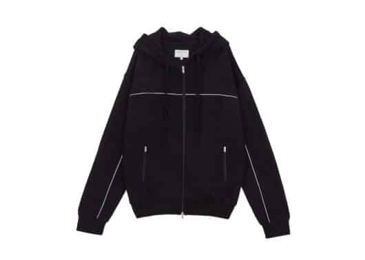 Matin Kim Applique Piping Zip Hoodie Black JP018