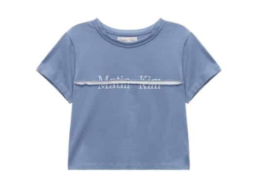 Matin Kim Cutted Logo Crop Tee Smoke Blue TS010