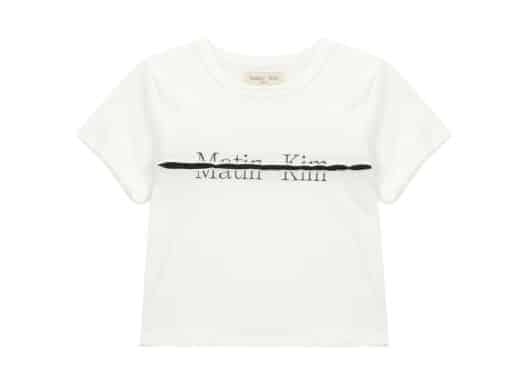 Matin Kim Cutted Logo Crop Tee White TS010