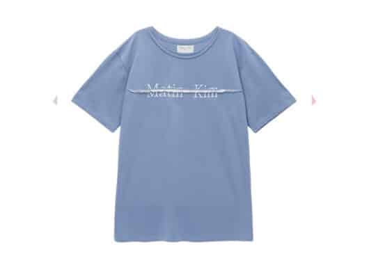 Matin Kim Cutted Logo Layered Tee Smoke Blue TS009