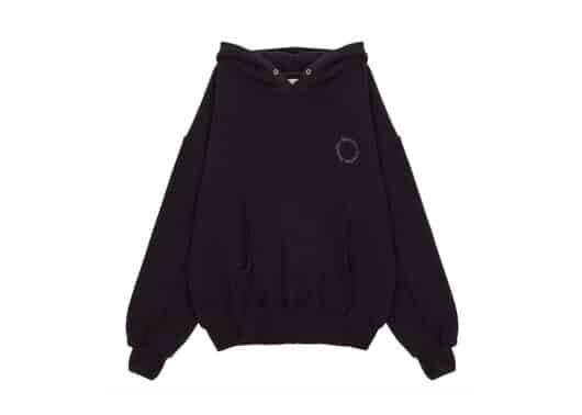 Matin Kim Oblique Pocket Hoodie Black TS066 front view