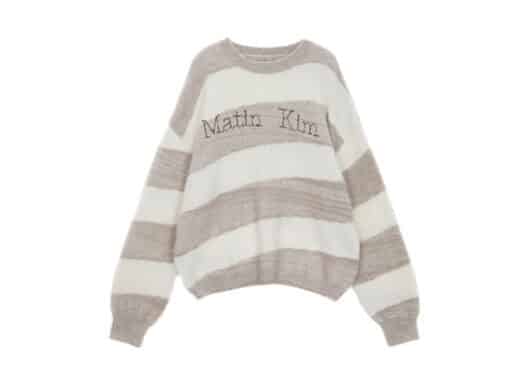 Matin Kim Stripe Snowball Knit Sweater Beige PO023