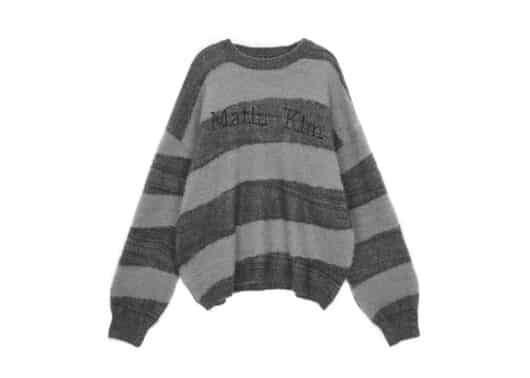 Matin Kim Stripe Snowball Knit Sweater Charcoal PO023 front view