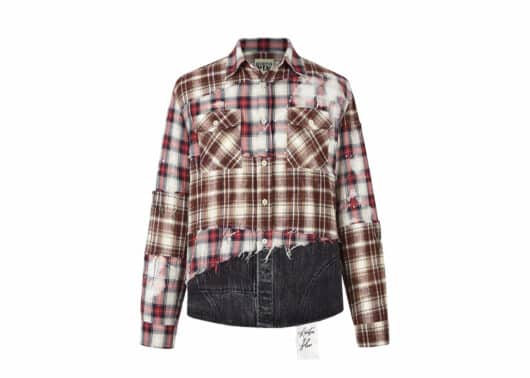 Aventen Pin Bottom Plaid Shirt Red