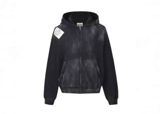 Aventen Pin Memo Denim Logo Zip Hoodie Black