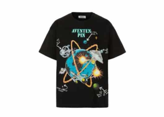 Aventen Pin Planet Print Tee Black