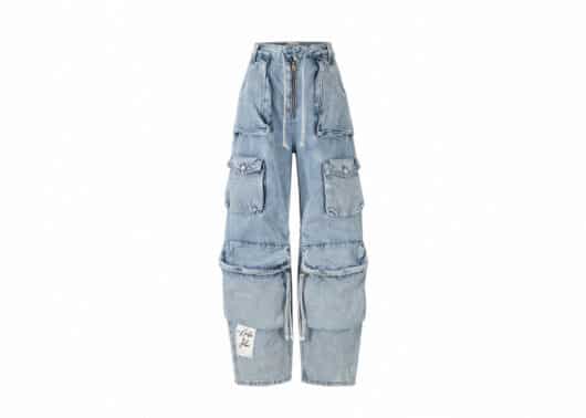 Aventen Pin Signature Logo Pockets Faded Jeans Blue