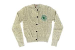 Mardi Mercredi Cashmere Blended Round Neck Cardigan Ivory Green