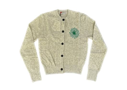 Mardi Mercredi Cashmere Blended Round Neck Cardigan Ivory Green