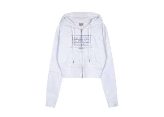 Marithe Francois Girbaud Classic Logo Crop Hoodie Zipup Light Heather Gray (W)