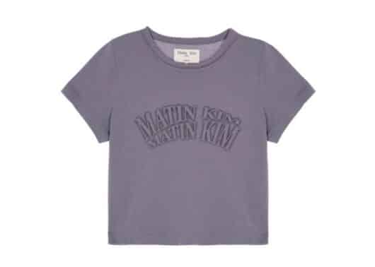Matin Kim Crescendo Logo Crop Tee Smoke Blue TS025