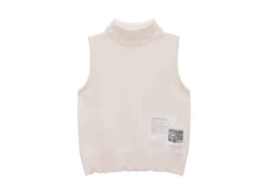 Matin Kim Damage Sleeveless Turtle Neck Knit Top Ivory KV008
