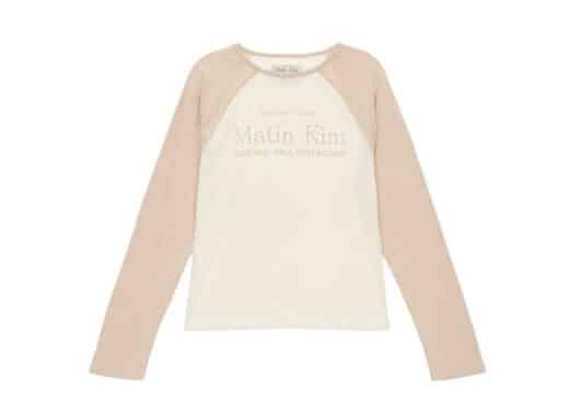 Matin Kim Letterg Raglan Tee Beige TS048