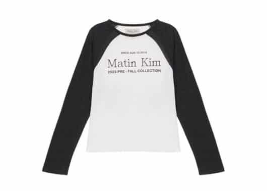 Matin Kim Letterg Raglan Tee Charcoal TS048