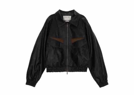 Matin Kim Pocket Point Washed Leather Jumper Black JP034
