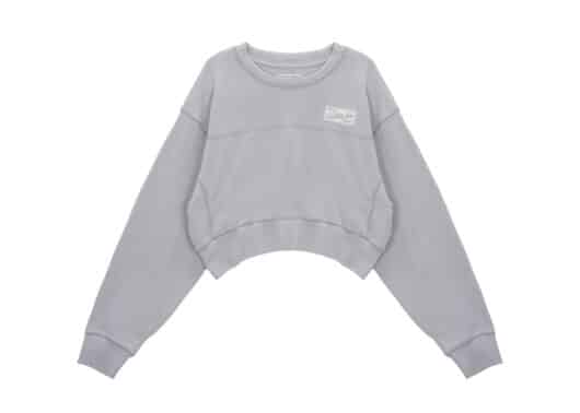 Matin Kim Stitch Point Label Crop Crewneck Light Grey MT006