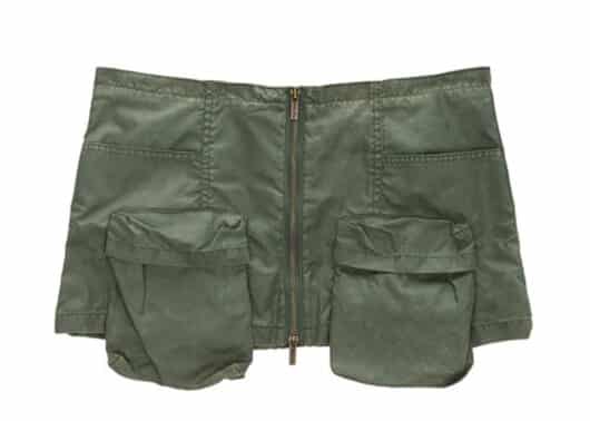 Matin Kim Two Way Cargo Belted Skirt Khaki SK015