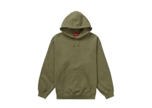 Supreme Satin Appliqué Hooded Sweatshirt (FW23) Light Olive - Image 2