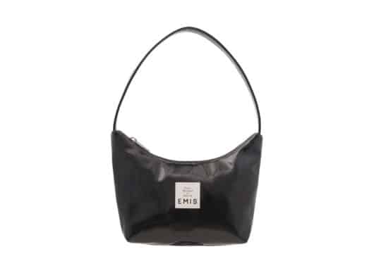 Emis New Enamel Logo Hobo Bag Black