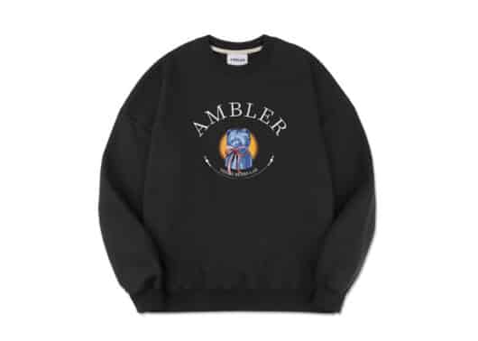 Ambler Blue Bear Yearbook Crewneck Black AMM1206