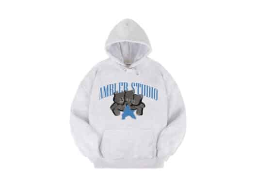 Ambler Three Bear Hoodie White Melange AHP1105