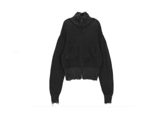 Matin Kim Color Ribbed High Neck Zip Up Jacket Charcoal CD012