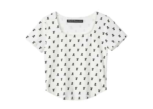 Rest & Recreation Logo Pattern Square Neck Tee White