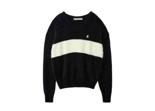 Rest & Recreation V-Neck Hairy Knit Top Black