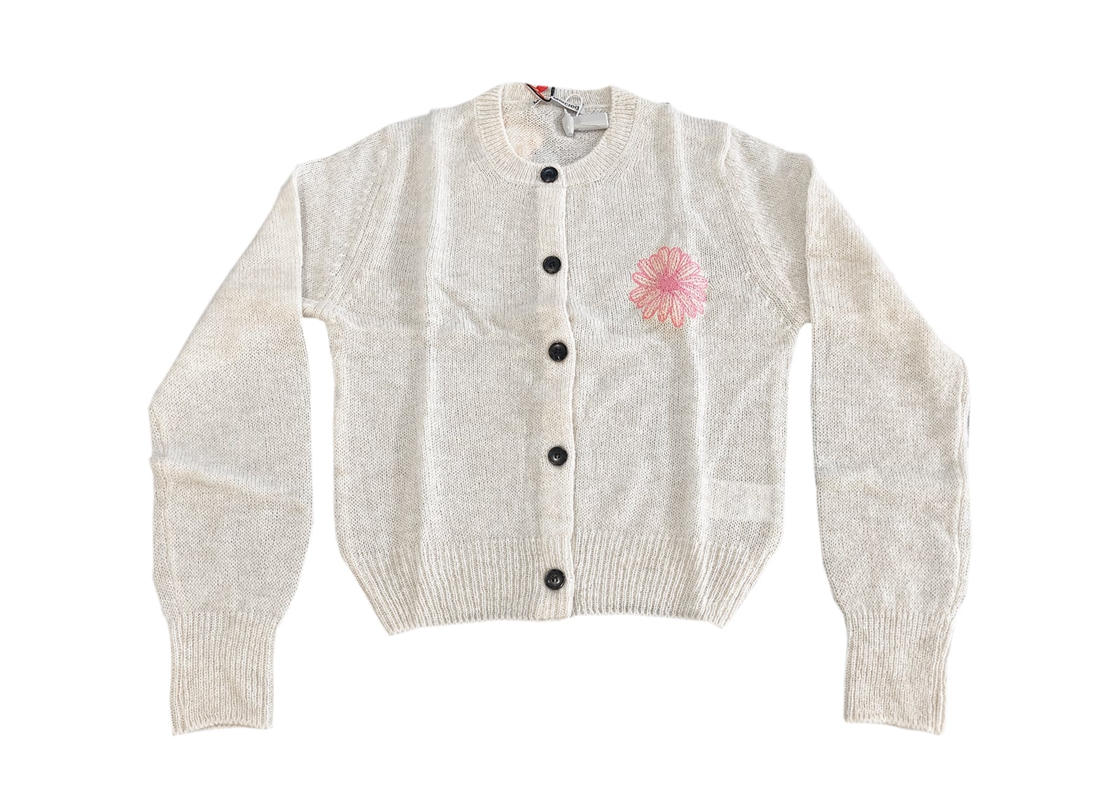 Buy Mardi Mercredi Mohair Round Neck Cardigan Ivory Pink